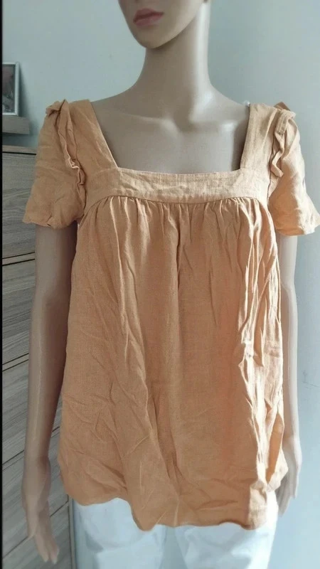 Blouse Nutmeg lin & viscose pêche manches volantées T. 36 (UK 8)